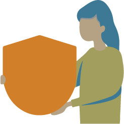 Woman holding a shield
