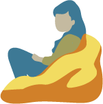 A person sitting in a beanbag