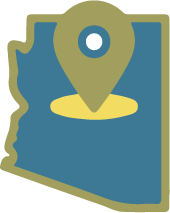 Outline of Arizona with a location marker