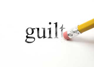 Image of a pencil erasing the word guilt