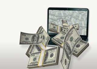 Jpg of money coming out of a computer screen